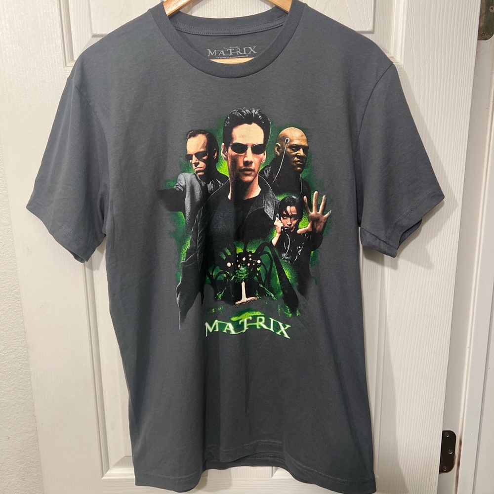 The Matrix Movie Men's Graphic T-Shirt Gray Size M Neo, Morpheus, Trinity